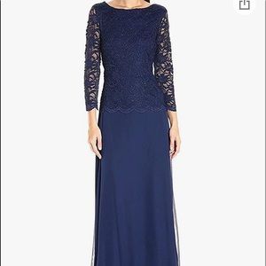 Onyx Nite Chiffon and Lace Long Gown
